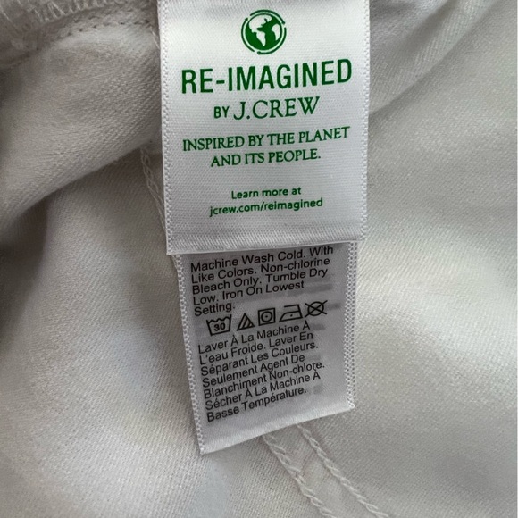 CREW 10" High Rise Toothpick Jeans in White Women's Size 34 - Picture 13 of 13